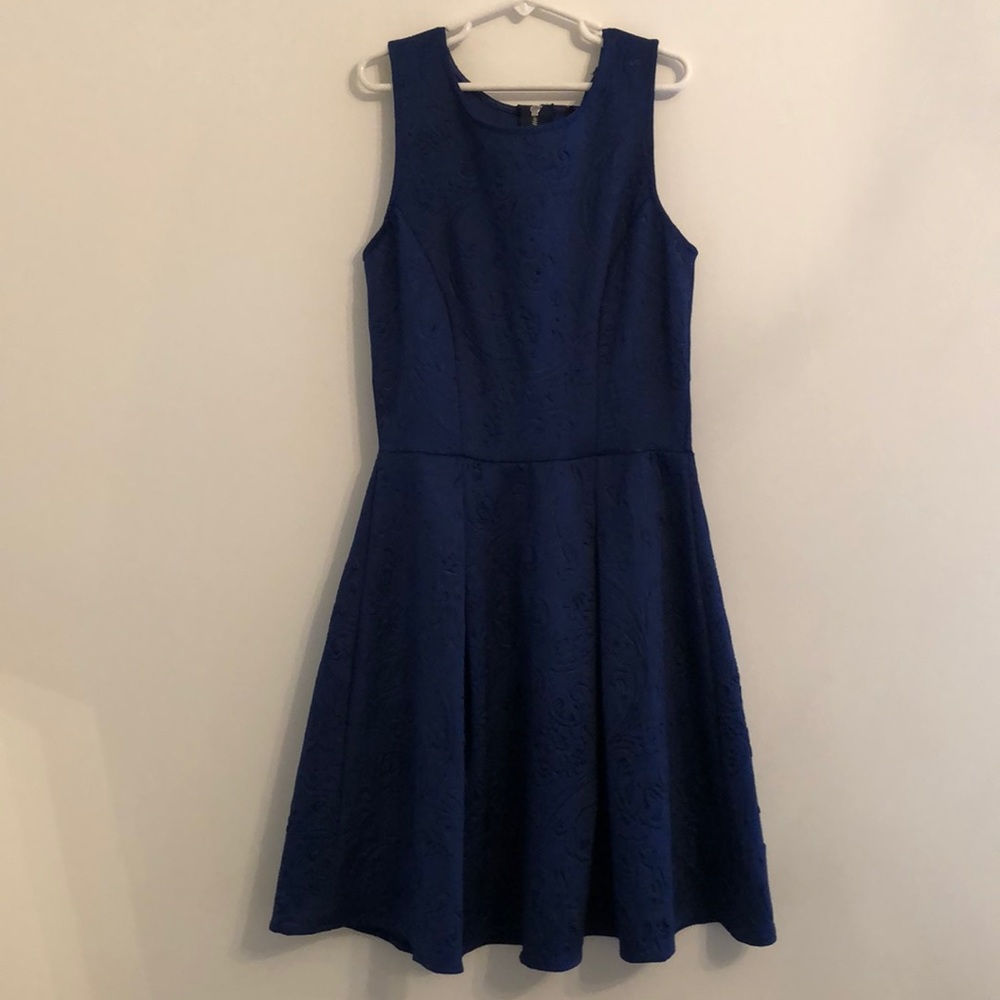 Textured Navy Blue Girls Dress